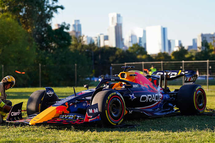 Here's what the car looks like on the ground, which it plans on covering quite a bit in Sunday's race. Photo courtesy RedBull Racing.