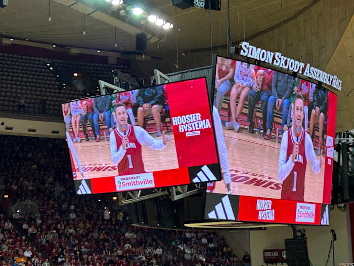 Former Hoosier football player and current football radio analyst Rhett Lewis was one on the hosts for Hoosier Hysteria.
