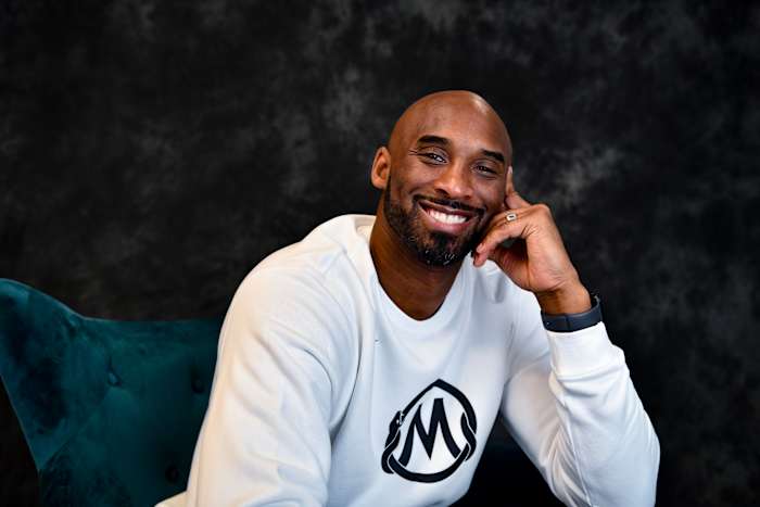 Kobe Bryant poses for a portrait inside of his office.