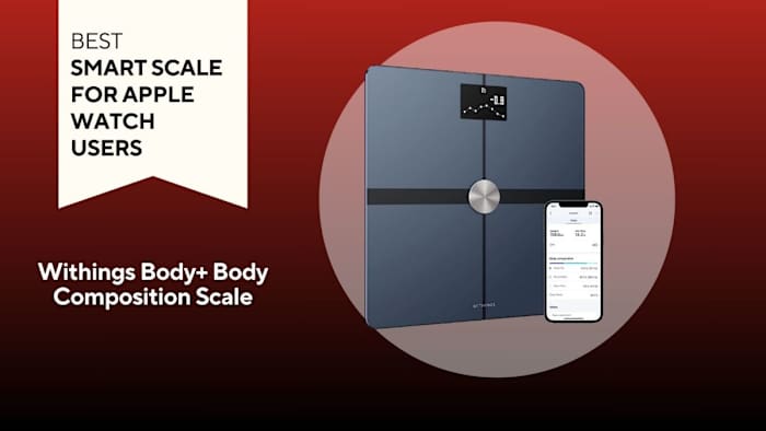 Withings Body+ smart scale on red background