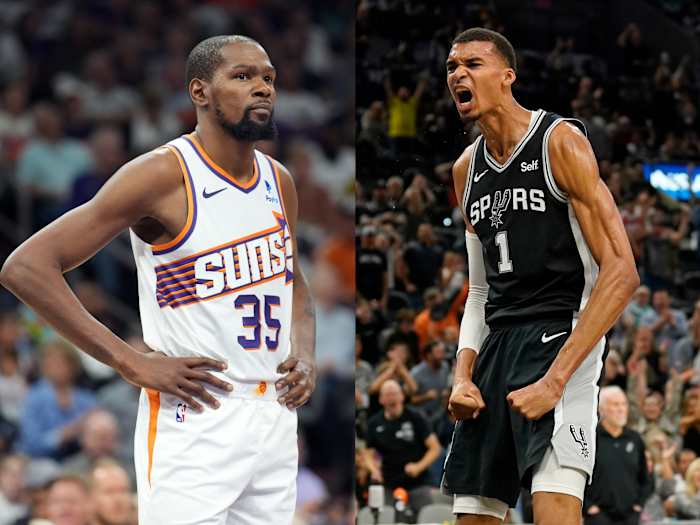 Kevin Durant (left) and Victor Wembanyama