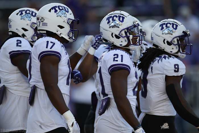TCU players before the game against Texas Tech in Week 10.
