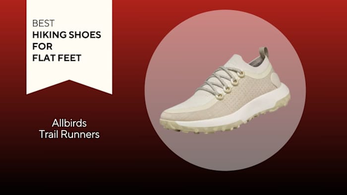 Tan Allbirds trail runners for flat feet