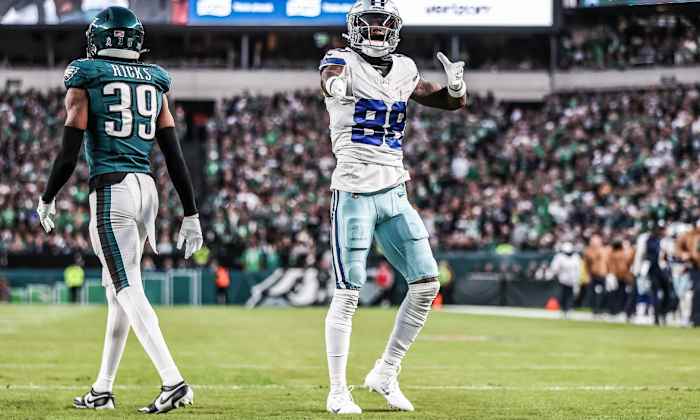 Cowboys receiver CeeDee Lamb celebrates during Sunday's game.