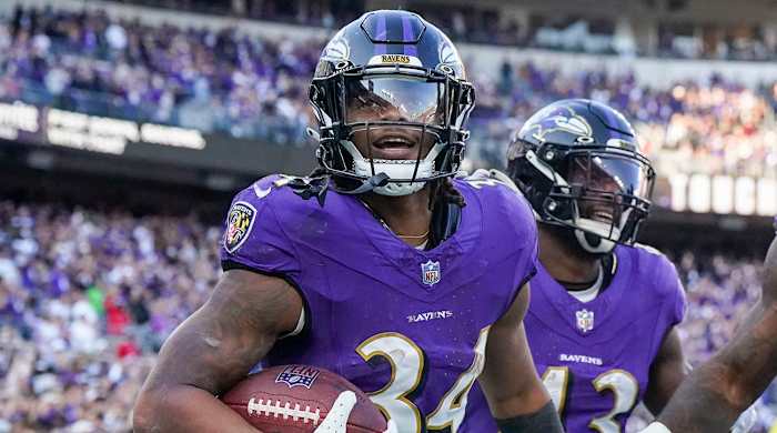 Baltimore Ravens running back Keaton Mitchell