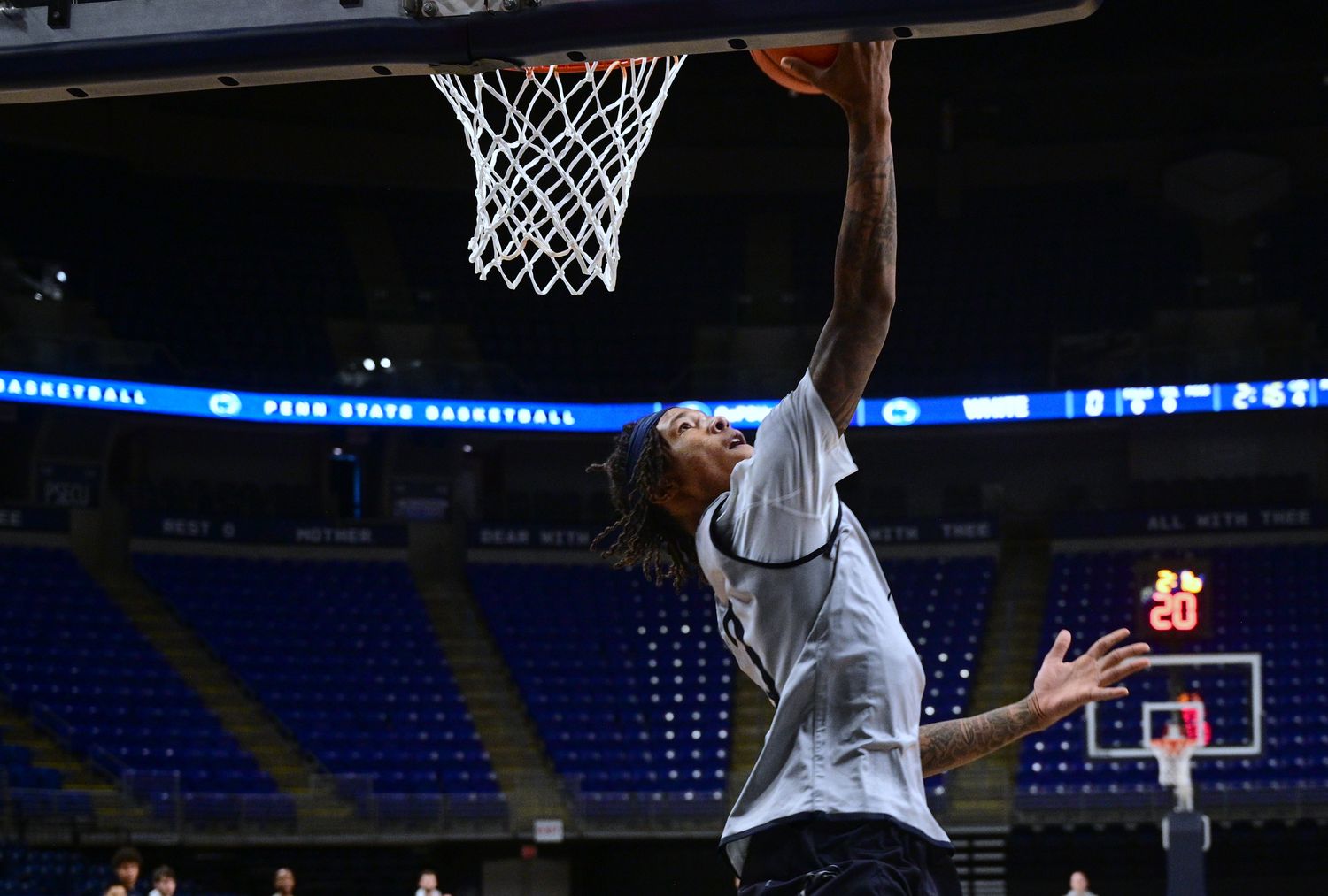Penn State's Nick Kern Jr. goes through drills during a Nittany Lions men's basketball practice.