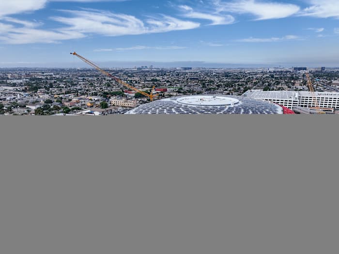Construction for Clippers’ new Intuit Dome in Inglewood, California.