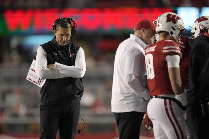 Wisconsin head coach Luke Fickell is shown during the fourth quarter of their game Saturday, November 11, 2023 at Camp Randall Stadium in Madison, Wisconsin. Northwestern beat Wisconsin 24-10.