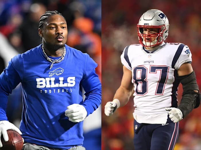 Stefon Diggs (left) and Rob Gronkowski