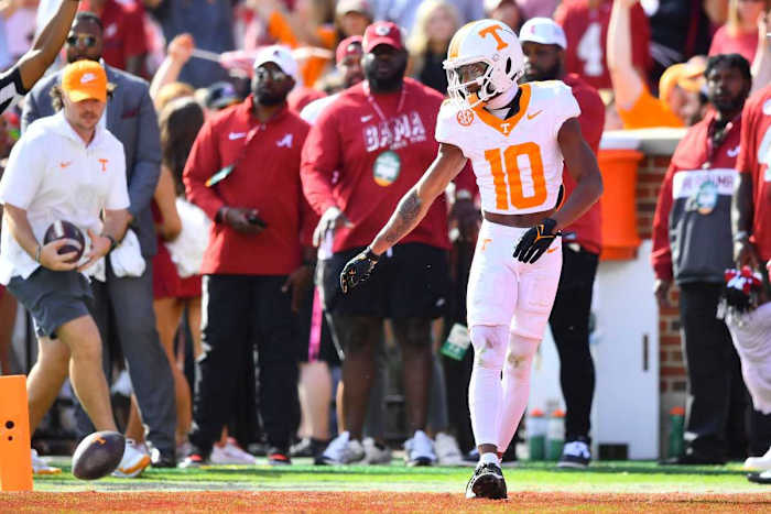 Tennessee Volunteers WR Squirrel White during the loss to Alabama. (Photo by Brianna Paciorka of the News Sentinel)