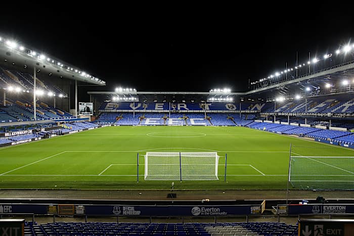 A photo taken inside Everton's Goodison Park stadium in November 2023