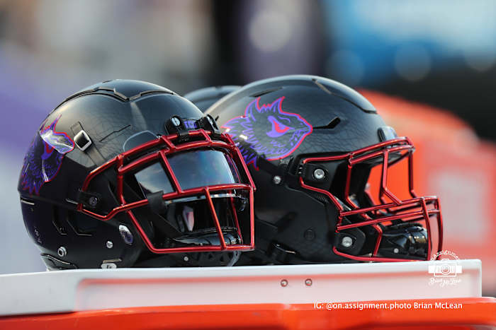 TCU Blood Red alternate helmets