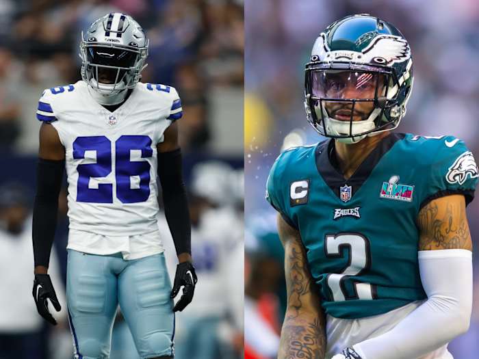 Daron Bland (left) has earned the Defensive Player of the Year in the mind of Darius Slay (right).