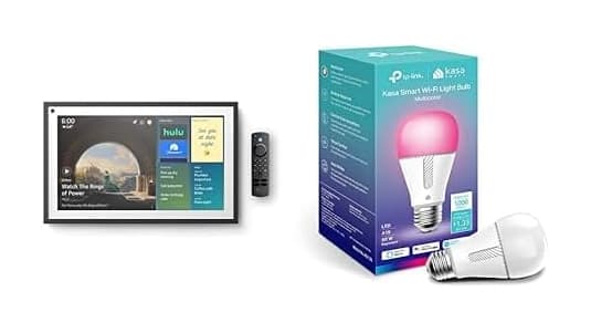 Echo Show 15 with Alexa Voice Remote and Kasa Smart Color Bulb