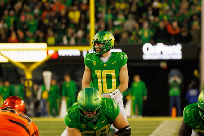 Oregon Ducks quarterback Bo Nix against the Oregon State Beavers.