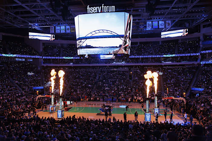 General view of the Fiserv Forum prior to the game between the Washington Wizards and Milwaukee Bucks (In-Season Tournament Court 2023/2024)
