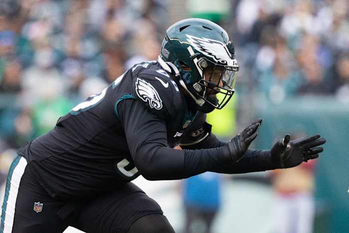 Eagles defensive end Derek Barnett (96) in action against the New Orleans Saints at Lincoln Financial Field.