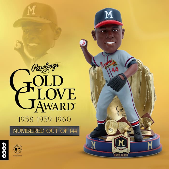 Hank Aaron 3x gold glove bobblehead from FOCO