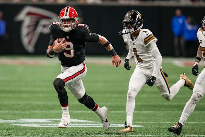 Atlanta Falcons QB Desmond Ridder.