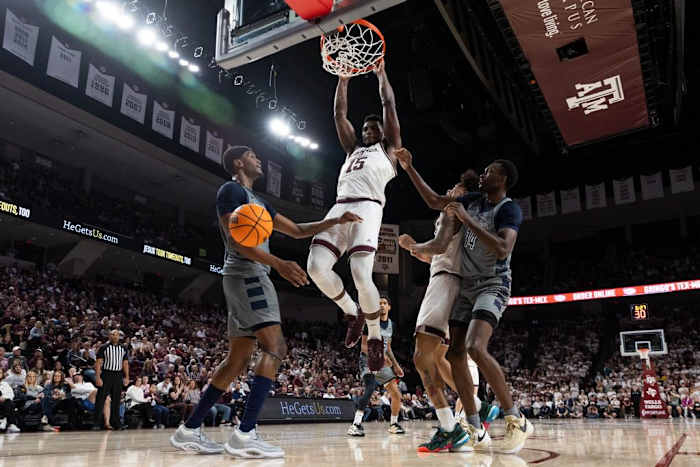 COLLEGE STATION, TX - November 17, 2023 - during the game between the Oral Roberts Golden Eagles and the Texas A&M Aggies at Reed Arena in College Station, TX. Photo By Craig Bisacre/Texas A&M Athletics  
