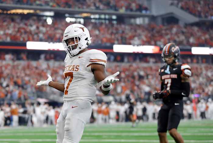 Texas RB Keilan Robinson scored two touchdowns against the Cowboys on Saturday