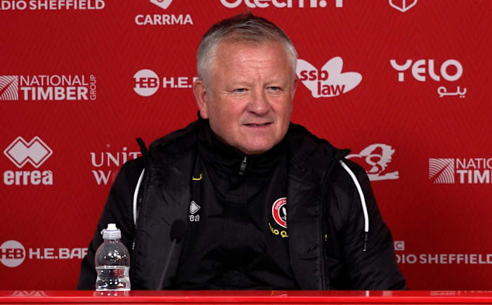 Manager Chris Wilder pictured during his first press conference after being rehired by Sheffield United in December 2023