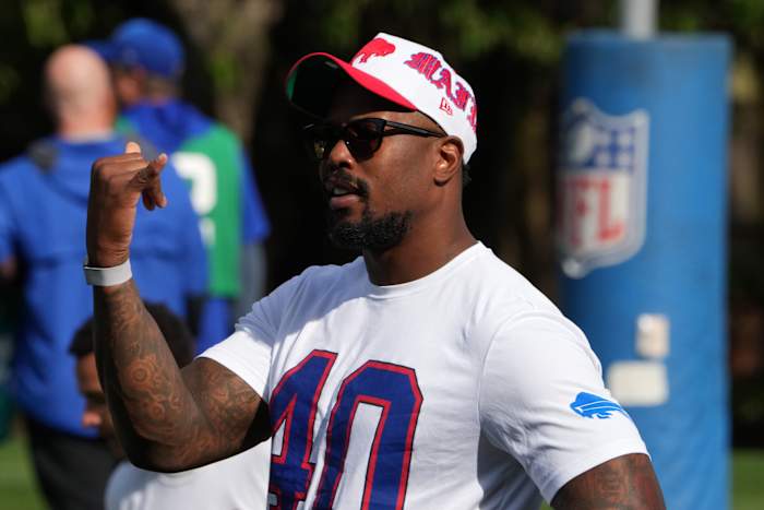 Buffalo Bills linebacker Von Miller during practice at The Grove Hotel.