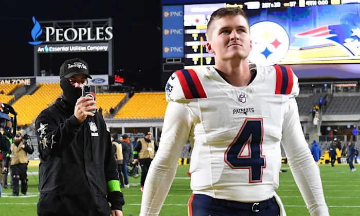 Zappe walks off the field after a win over the Pittsburgh Steelers on Dec. 7.