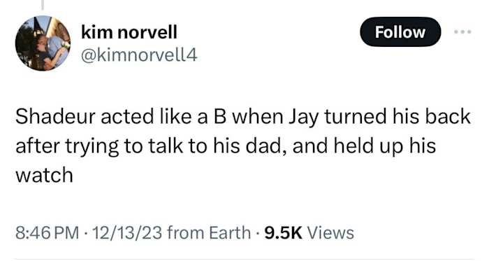 Kim Norvell comments on X about Shedeur Sanders