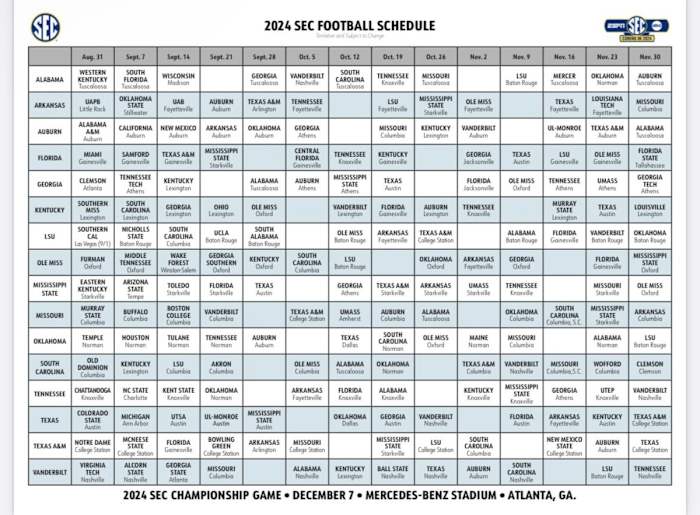 SEC Composite Schedule