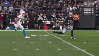 Former Patriots draft choice Jack Jones scored on a Pick 6 in the Raiders' rout of the Chargers Thursday night.