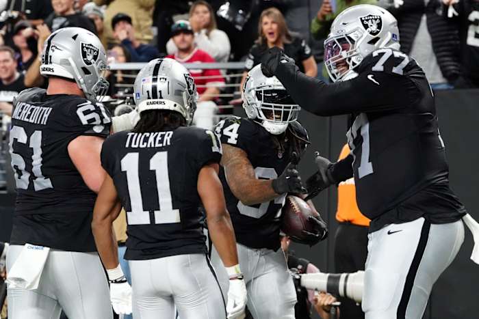 Las Vegas Raiders Celebrate a Blowout Win Over the Los Angeles Chargers