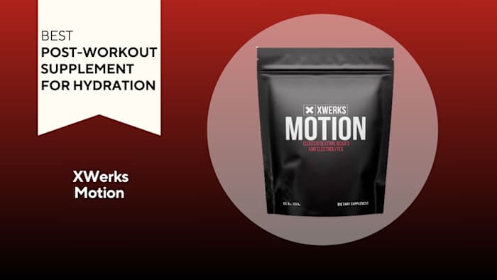 Black pouch with white writing that says MOTION against a red background