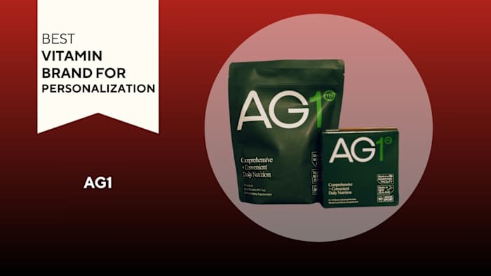 Green bag next to a green box with white writing that says AGI against a red background