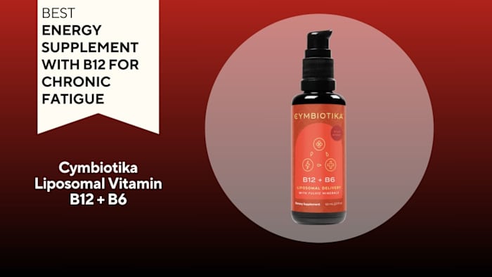 Pump bottle with a red label against a red background