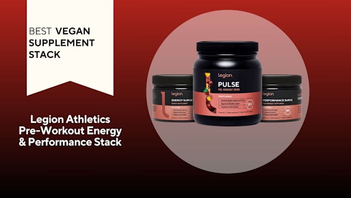 Three black tubs with orange labels against a red background