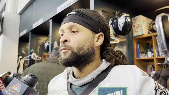 Avonte Maddox met with reporters for the first time since surgery to repair a torn pec muscle after Week 2.