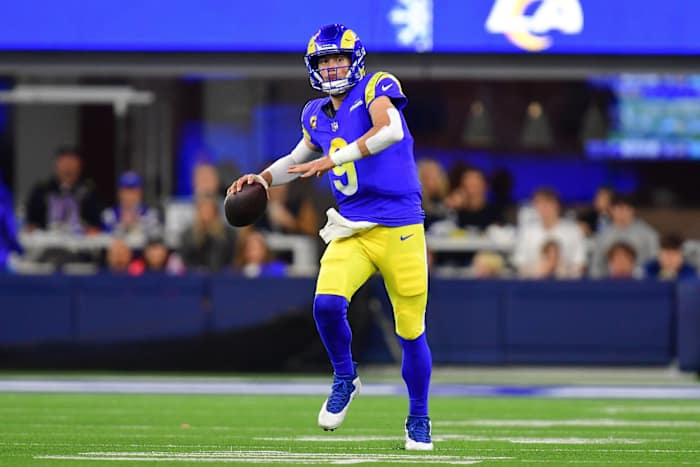Rams quarterback Matthew Stafford has had a big year, throwing for 3,648 yards and 23 touchdowns.