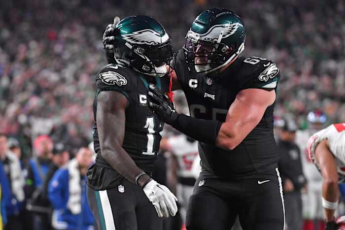 A.J. Brown and Lane Johnson during the Philadelphia Eagles' Week 16 win vs. the New York Giants