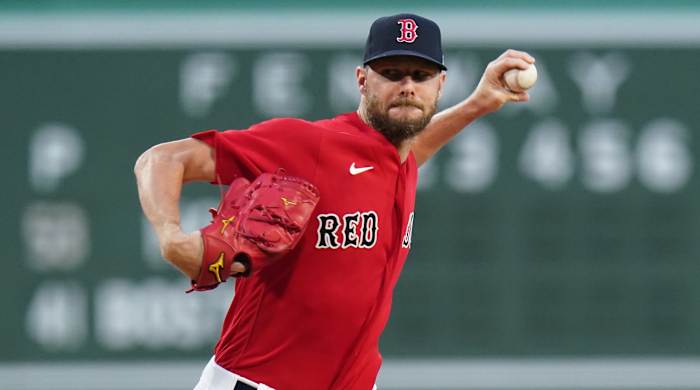 Boston Red Sox starting pitcher Chris Sale throws a pitch during a game against the Houston Astros.