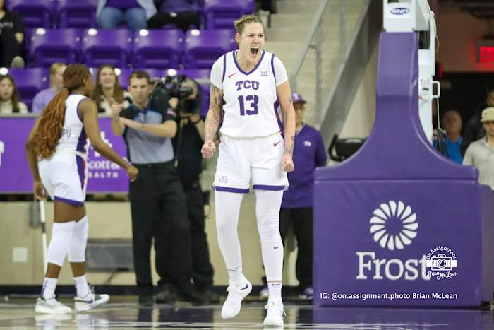 Sedona Prince shows emotion after a huge call.