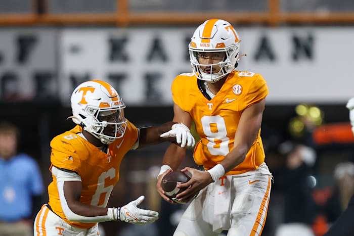 Tennessee Volunteers QB Nico Iamaleava during the win over Vanderbilt. (Photo by Randy Sartin of USA Today Sports)