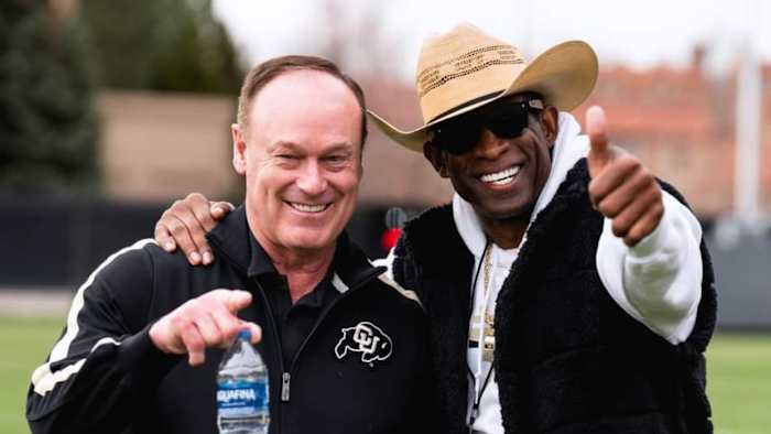 Deion Sanders with Rick George at CU