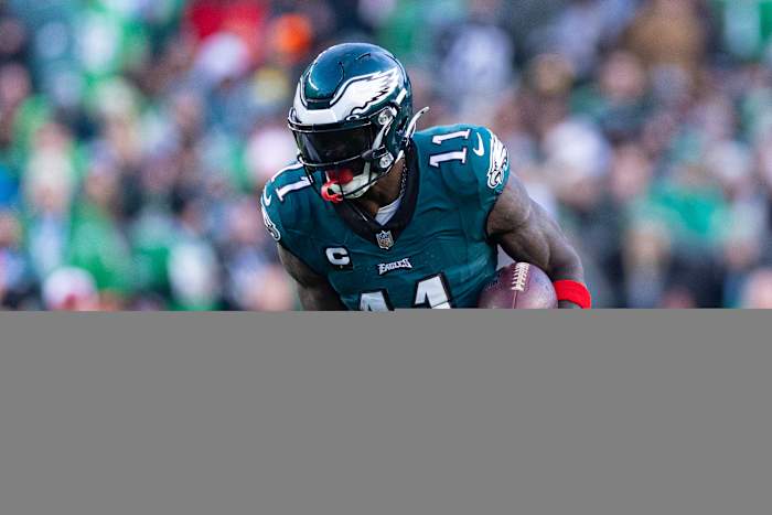 A.J. Brown was the Eagles leading receiver against the Cardinals with four catches for 53 yards.