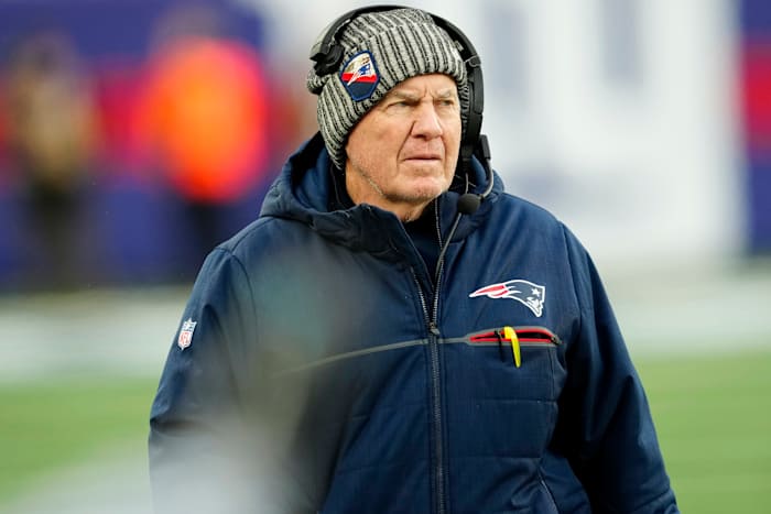 Patriots Head Coach, Bill Belichick is shown at MetLife Stadium, Sunday, November 26, 2023.