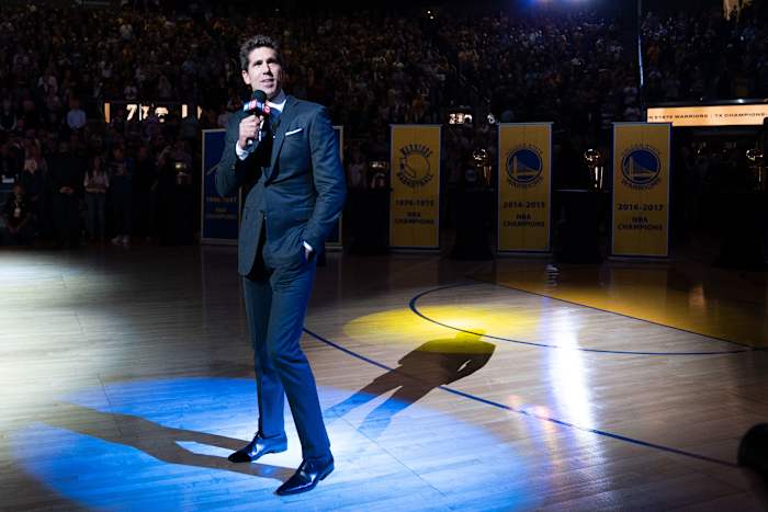 Golden State Warriors general manager Bob Myers before the game against the Los Angeles Lakers at Chase Center. Mandatory Credit: Kyle Terada-USA TODAY Sports