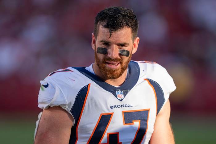 Denver Broncos linebacker Josey Jewell (47) during halftime against the San Francisco 49ers at Levi's Stadium.