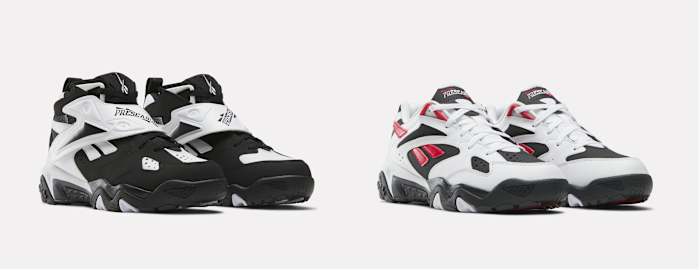 Emmitt Smith's black, white, and Reebok sneakers.