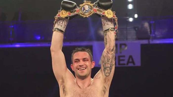 Paul Smith celebrates winning the British super-middleweight belt. Paul Smith and his brother Stephen Smith, who are former elite winners are supporting the Global Fighters Union. LAWRENCE LUSTIG.