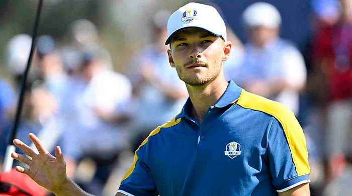 Nicolai Hojgaard is pictured at the 2023 Ryder Cup in Italy.